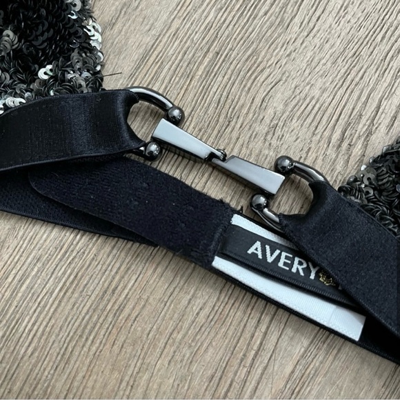 $295 Avery Rose Lingerie Medium Roxy Bralette Bra Hand Beaded Sequin 32-34 B/C - Picture 4 of 8